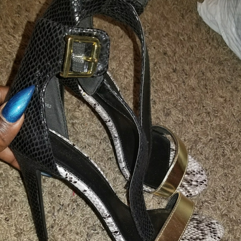 Gold and Black Heels